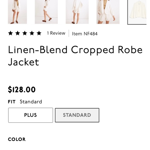 Madewell Linen-Blend Cropped Robe Jacket Small - Picture 9 of 9